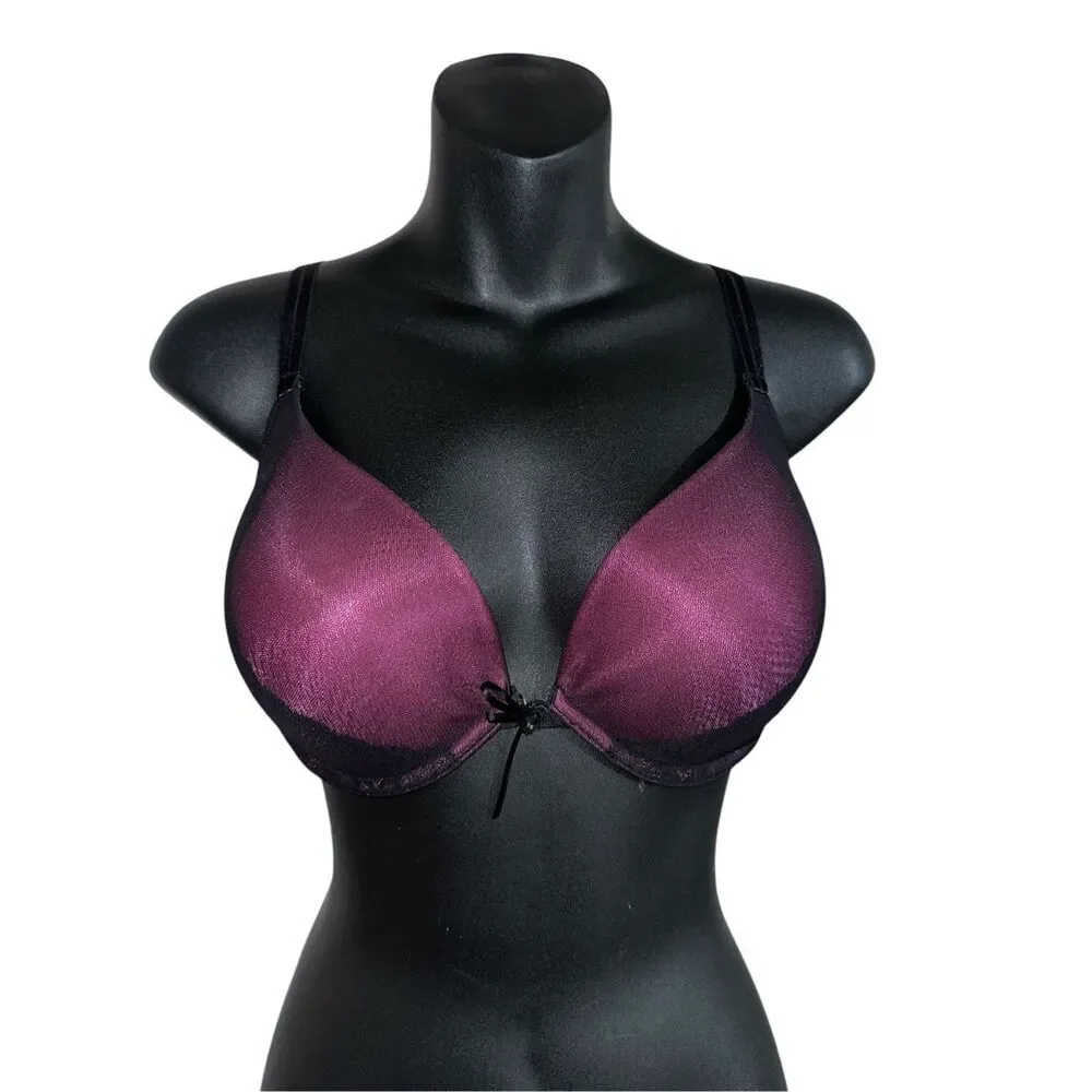 Beautiful Vassarette Lace Overlay Push Up Bra Size pinkish/Black Padded  size 38